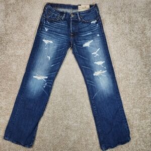 Hollister Balboa Men's Distressed Straight Fit Blue Denim Size 32x34 Medium Wash
